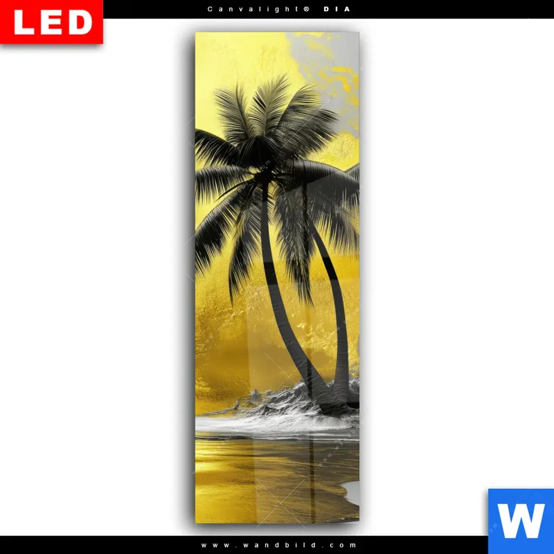 Wechselmotiv Acrylglas Canvalight® DIA | Palmenparadies im Goldglanz | Schmal