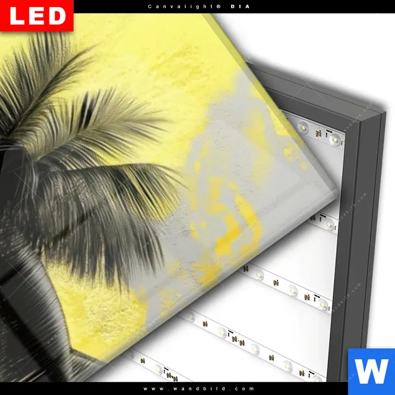 Wechselmotiv Acrylglas Canvalight® DIA | Palmenparadies im Goldglanz | Schmal