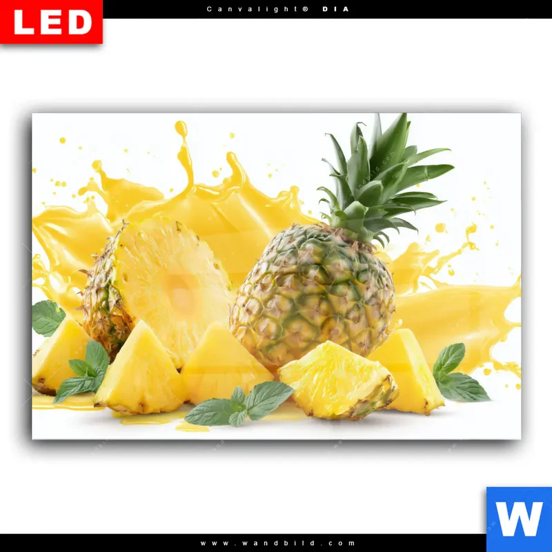 Wechselmotiv Acrylglas Canvalight® DIA | Tropische Frische - Ananas-Explosion | Querformat