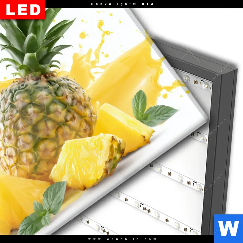 Wechselmotiv Acrylglas Canvalight® DIA | Tropische Frische - Ananas-Explosion | Querformat