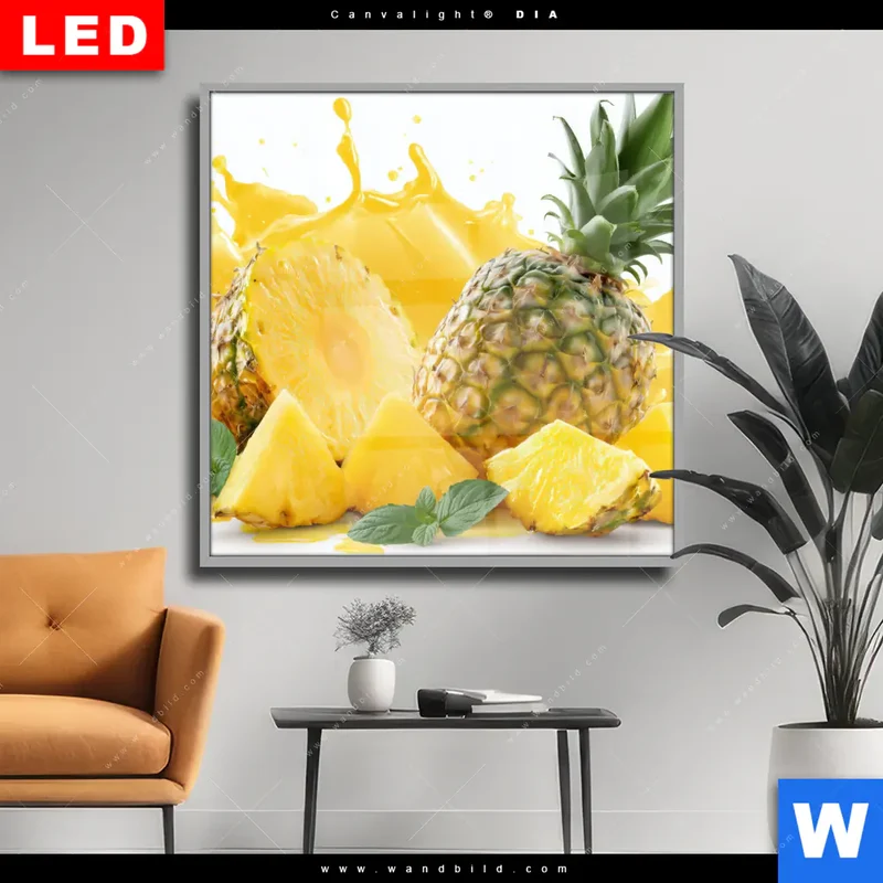 Wechselmotiv Acrylglas Canvalight® DIA | Tropische Frische - Ananas-Explosion | Quadrat