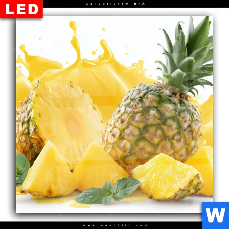 Wechselmotiv Acrylglas Canvalight® DIA | Tropische Frische - Ananas-Explosion | Quadrat