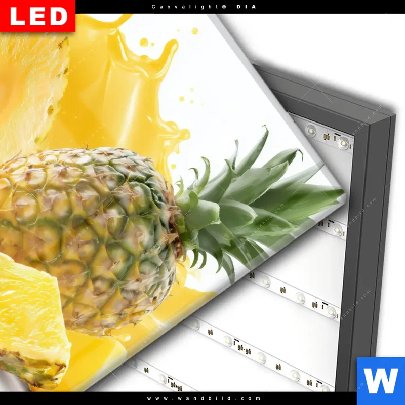 Wechselmotiv Acrylglas Canvalight® DIA | Tropische Frische - Ananas-Explosion | Quadrat