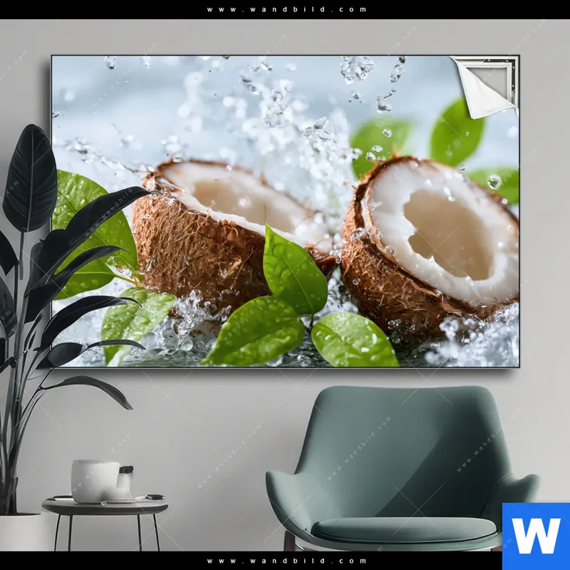 Spannbild | Frische Kokosnuss im Wassersplash | Querformat