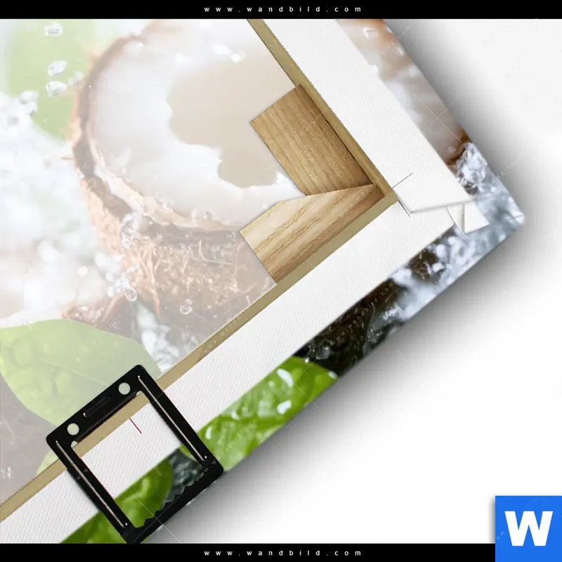 Leinwandbild | Frische Kokosnuss im Wassersplash | Querformat