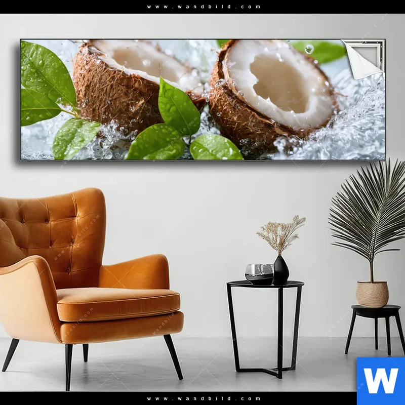 Spannbild | Frische Kokosnuss im Wassersplash | Panorama