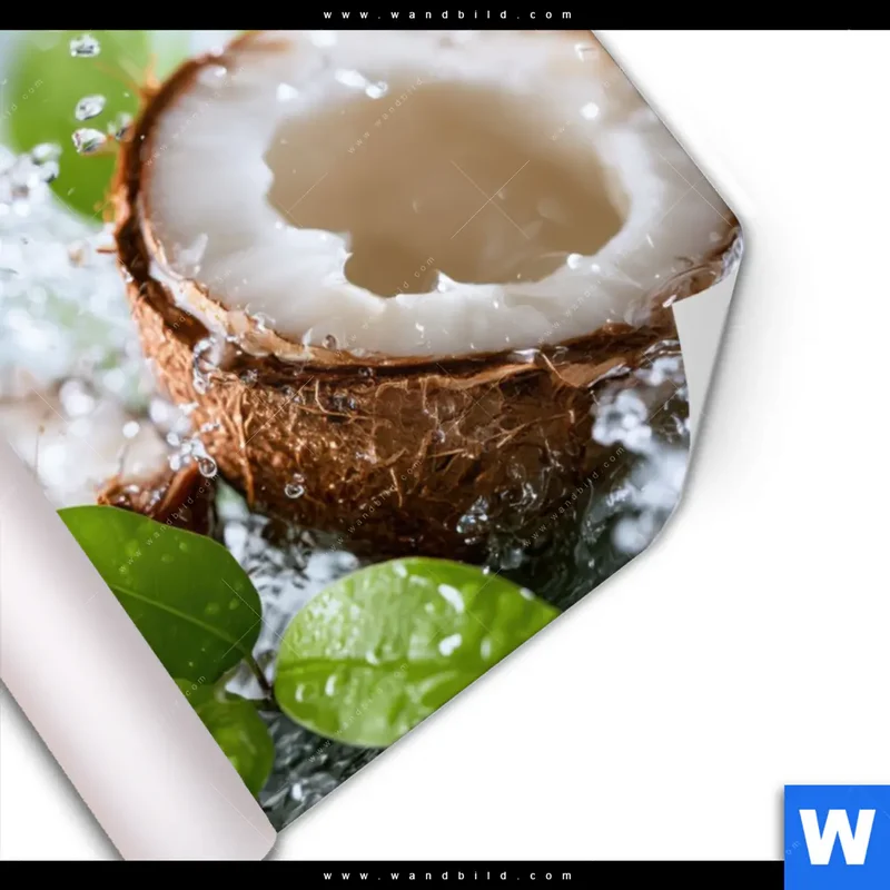 Poster | Frische Kokosnuss im Wassersplash | Querformat