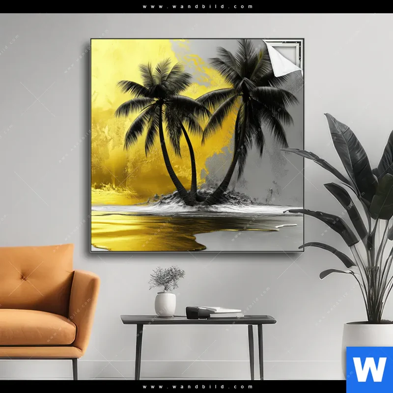 Spannbild | Palmenparadies im Goldglanz | Quadrat