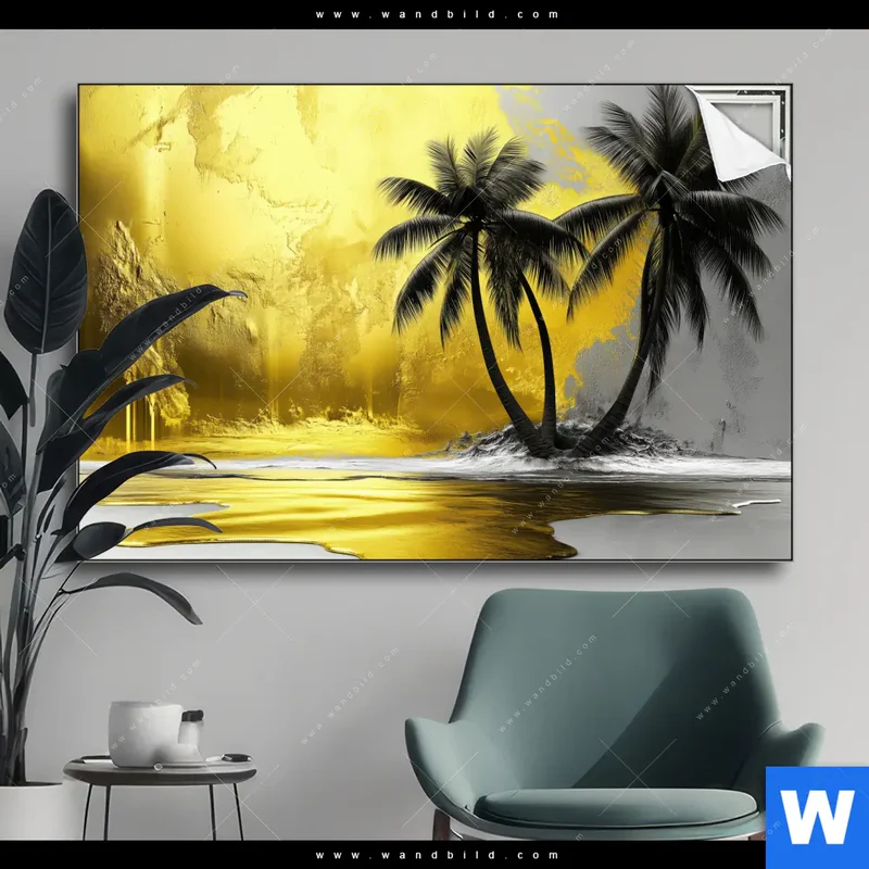 Spannbild | Palmenparadies im Goldglanz | Querformat