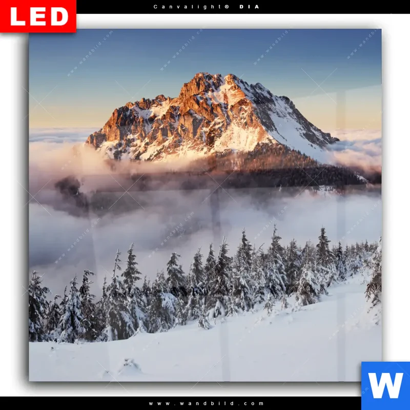 Wechselmotiv Acrylglas Canvalight® DIA | Gipfel über den Wolken | Quadrat