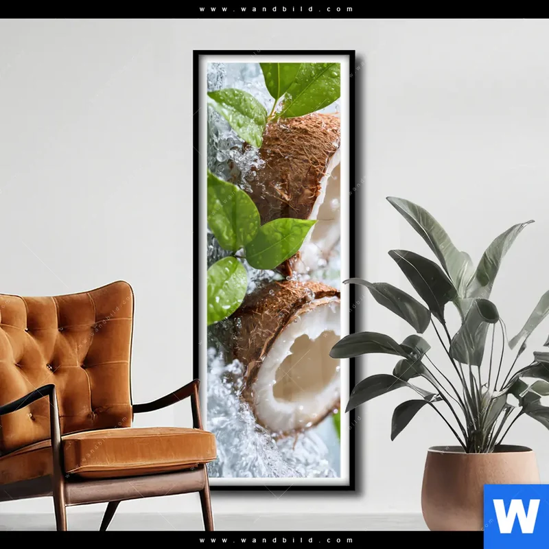 Poster | Frische Kokosnuss im Wassersplash | Schmal