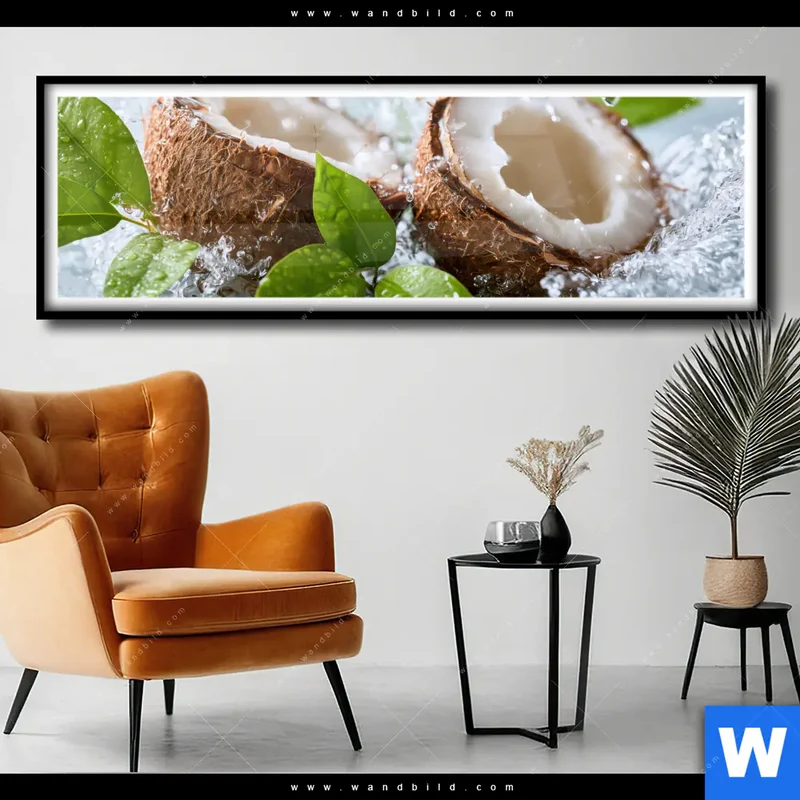 Poster | Frische Kokosnuss im Wassersplash | Panorama