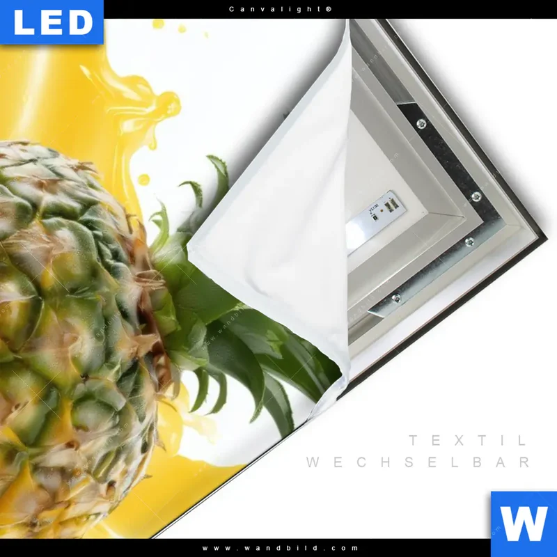 Canvalight® Leuchtbild | Tropische Frische - Ananas-Explosion | Hochformat