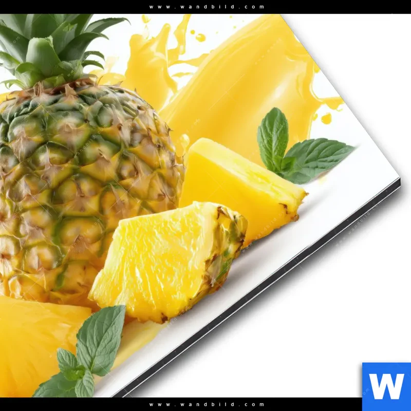 Alu-Dibond Bild | Tropische Frische - Ananas-Explosion | Rund
