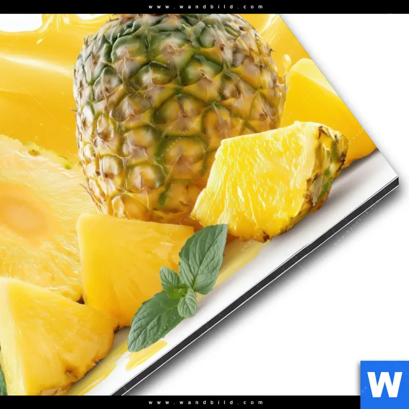 Alu-Dibond Bild | Tropische Frische - Ananas-Explosion | Quadrat