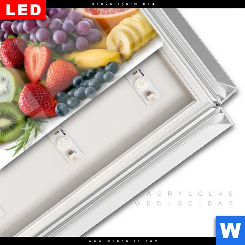 Leuchtbild Acrylglas Canvalight® DIA | Exotische Früchte und Beeren | Querformat