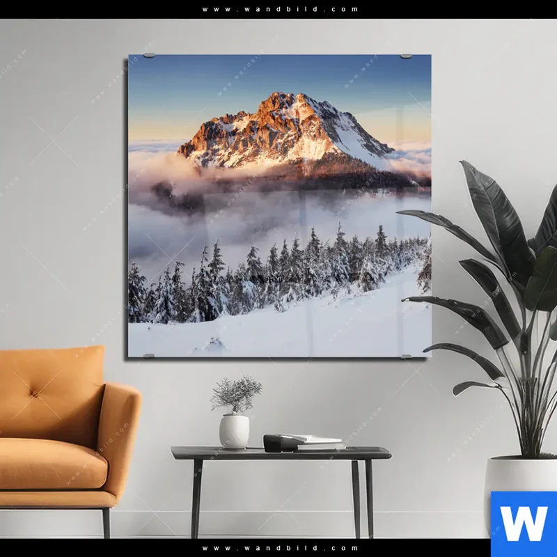 Acrylglasbild | Gipfel über den Wolken | Quadrat