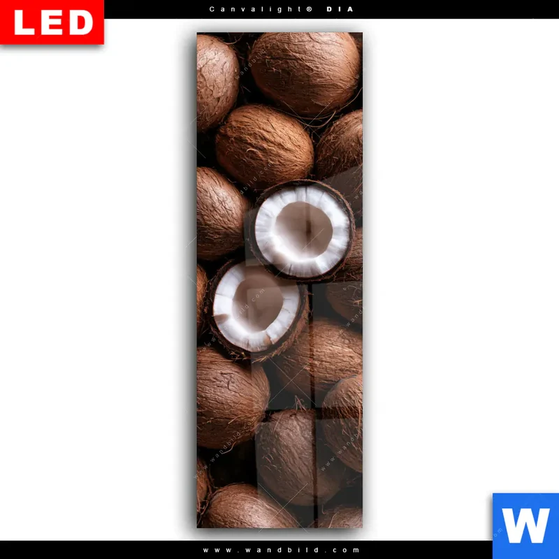 Wechselmotiv Acrylglas Canvalight® DIA | Tropische Kokosnüsse – Exotischer Genuss | Schmal