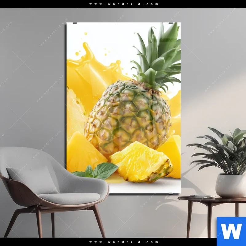 Acrylglasbild | Tropische Frische - Ananas-Explosion | Hochformat