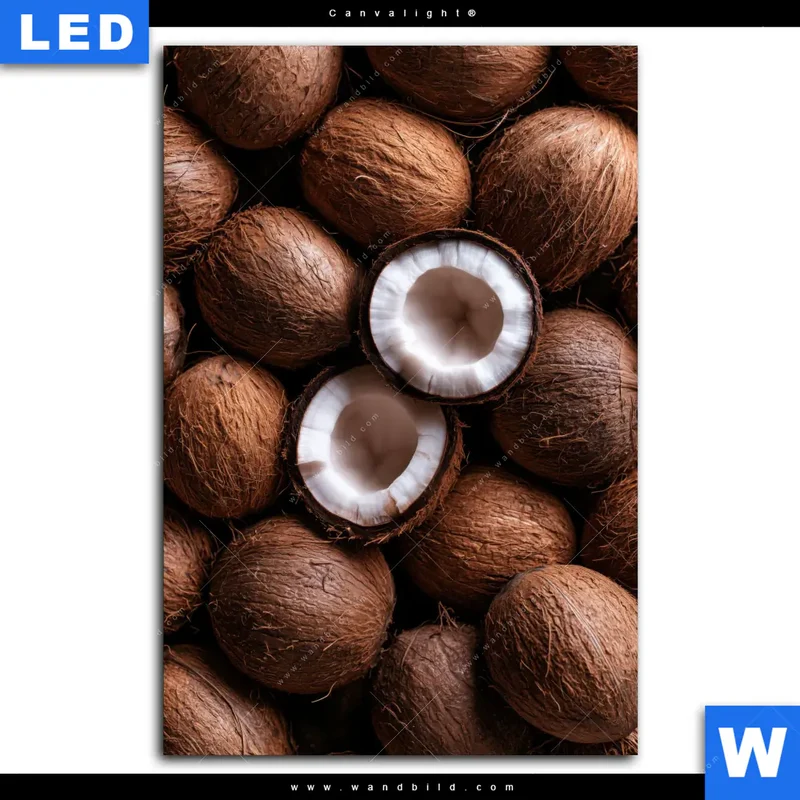 Canvalight® Leuchtbild | Tropische Kokosnüsse – Exotischer Genuss | Hochformat