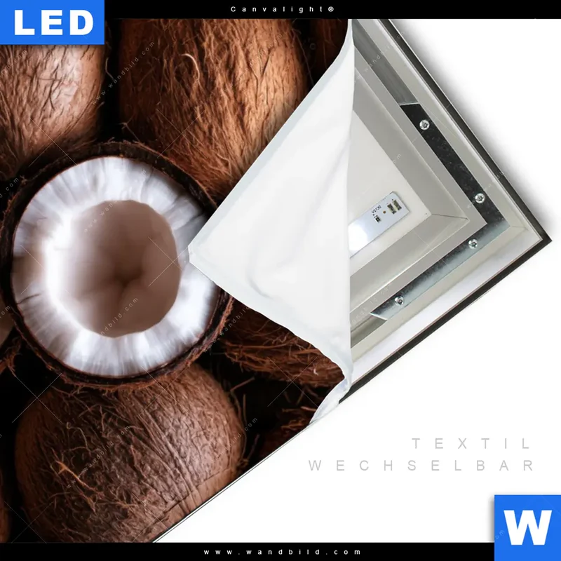 Canvalight® Leuchtbild | Tropische Kokosnüsse – Exotischer Genuss | Hochformat