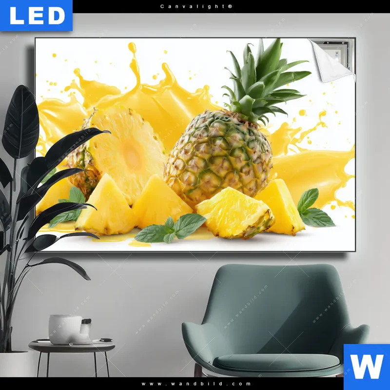 Canvalight® Leuchtbild | Tropische Frische - Ananas-Explosion | Querformat