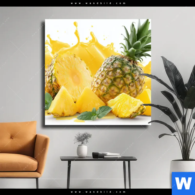 Leinwandbild | Tropische Frische - Ananas-Explosion | Quadrat