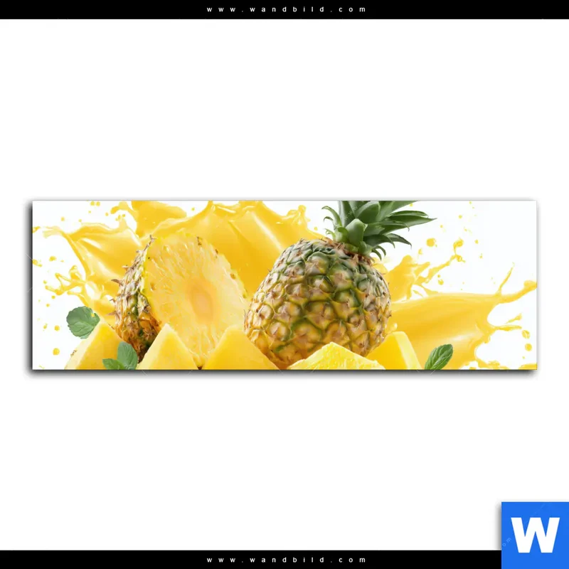Aluminiumbild gebürstet | Tropische Frische - Ananas-Explosion | Panorama