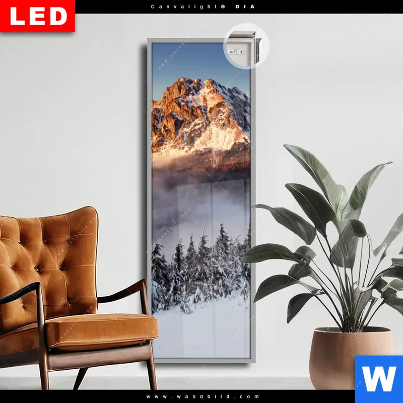 Leuchtbild Acrylglas Canvalight® DIA | Gipfel über den Wolken | Schmal