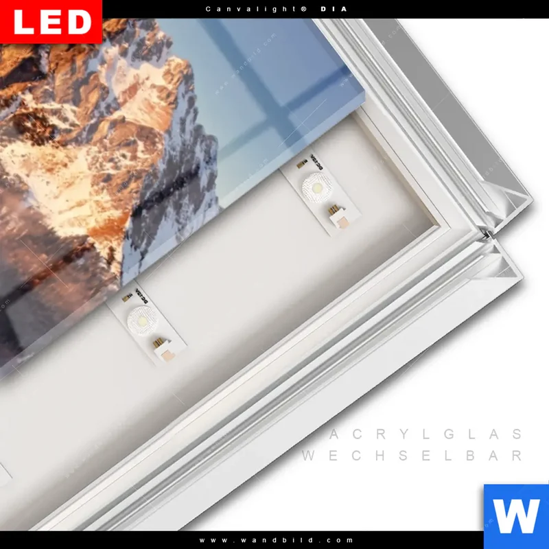 Leuchtbild Acrylglas Canvalight® DIA | Gipfel über den Wolken | Schmal