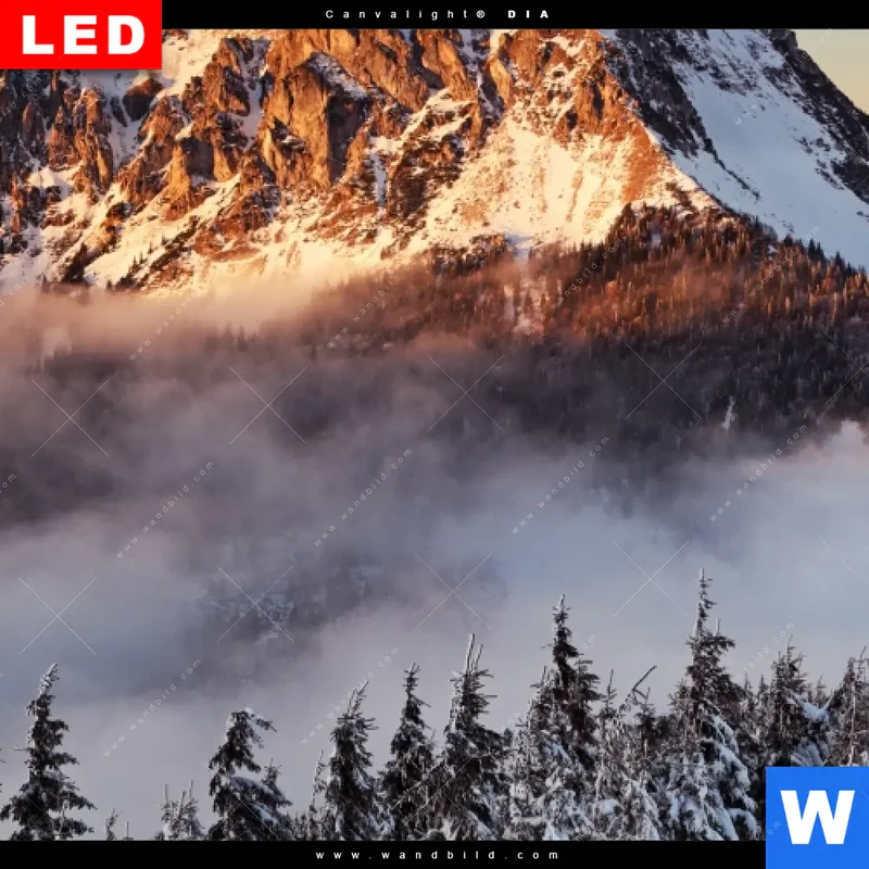 Leuchtbild Acrylglas Canvalight® DIA | Gipfel über den Wolken | Schmal
