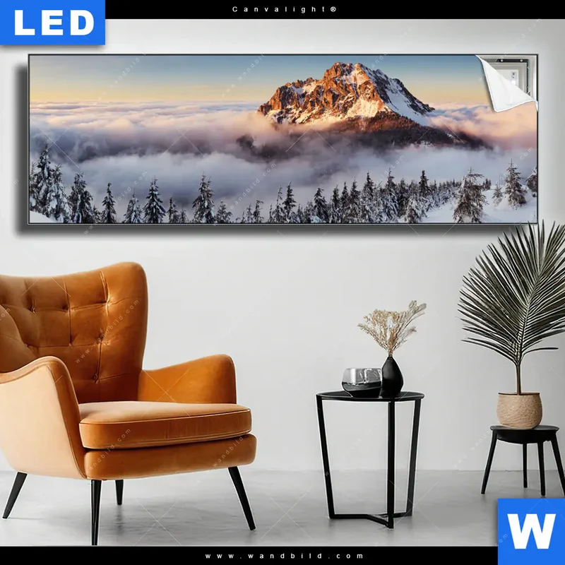 Canvalight® Leuchtbild | Gipfel über den Wolken | Panorama