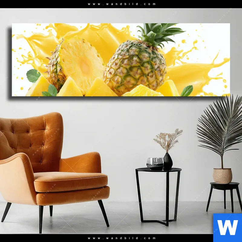 Leinwandbild | Tropische Frische - Ananas-Explosion | Panorama