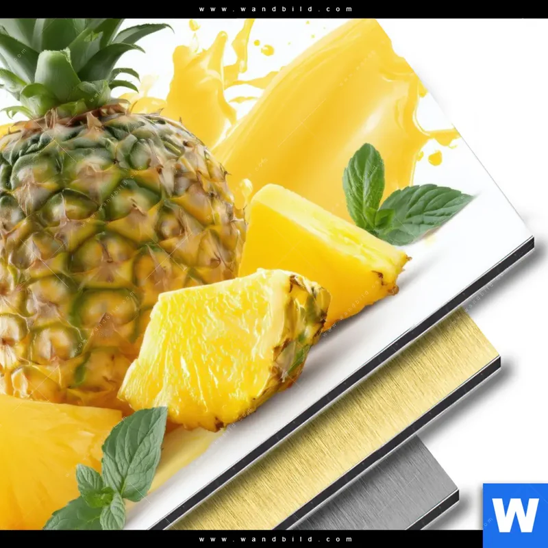 Aluminiumbild gebürstet | Tropische Frische - Ananas-Explosion | Rund