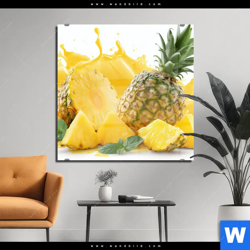 Acrylglasbild | Tropische Frische - Ananas-Explosion | Quadrat