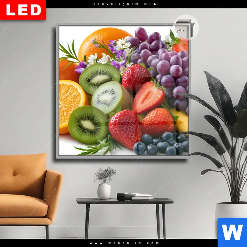 Leuchtbild Acrylglas Canvalight® DIA | Exotische Früchte und Beeren | Quadrat