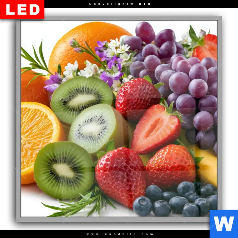 Leuchtbild Acrylglas Canvalight® DIA | Exotische Früchte und Beeren | Quadrat