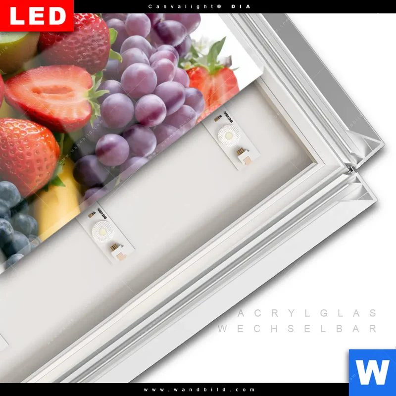 Leuchtbild Acrylglas Canvalight® DIA | Exotische Früchte und Beeren | Quadrat