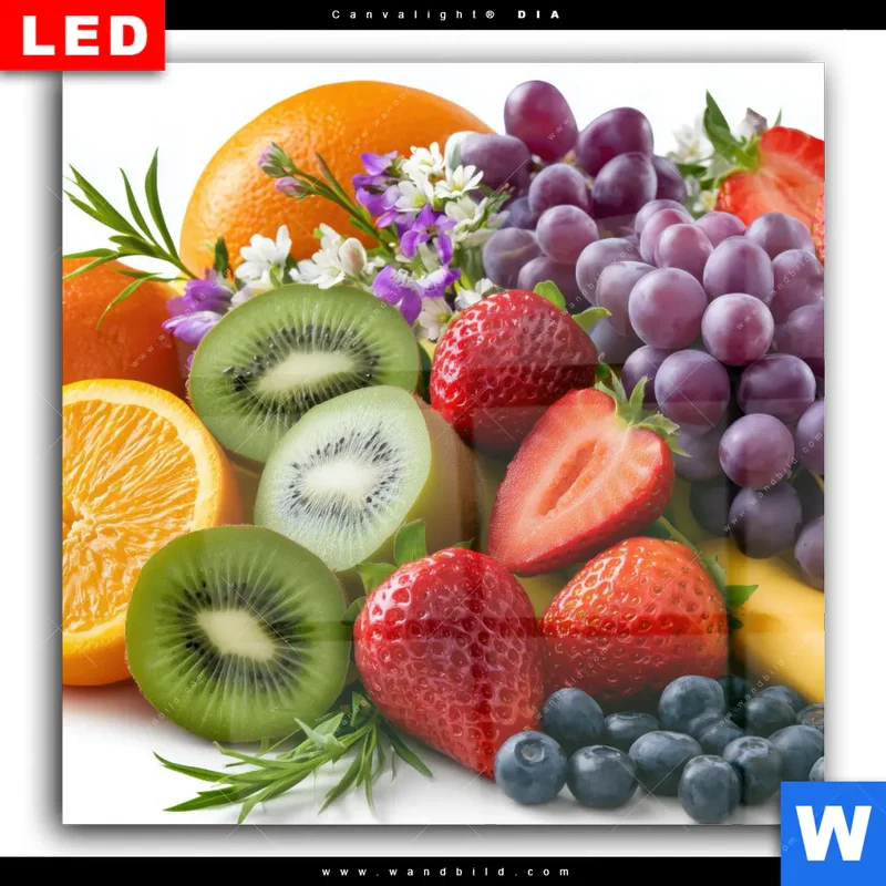 Wechselmotiv Acrylglas Canvalight® DIA | Exotische Früchte und Beeren | Quadrat