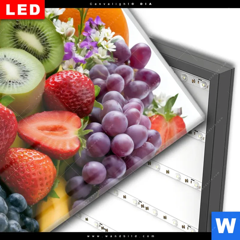 Wechselmotiv Acrylglas Canvalight® DIA | Exotische Früchte und Beeren | Quadrat