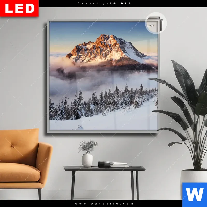 Leuchtbild Acrylglas Canvalight® DIA | Gipfel über den Wolken | Quadrat