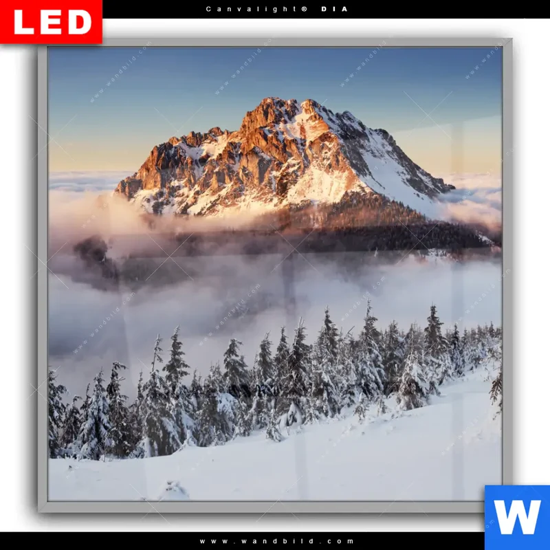 Leuchtbild Acrylglas Canvalight® DIA | Gipfel über den Wolken | Quadrat