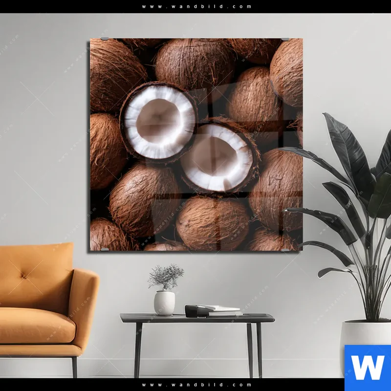 Acrylglasbild | Tropische Kokosnüsse – Exotischer Genuss | Quadrat