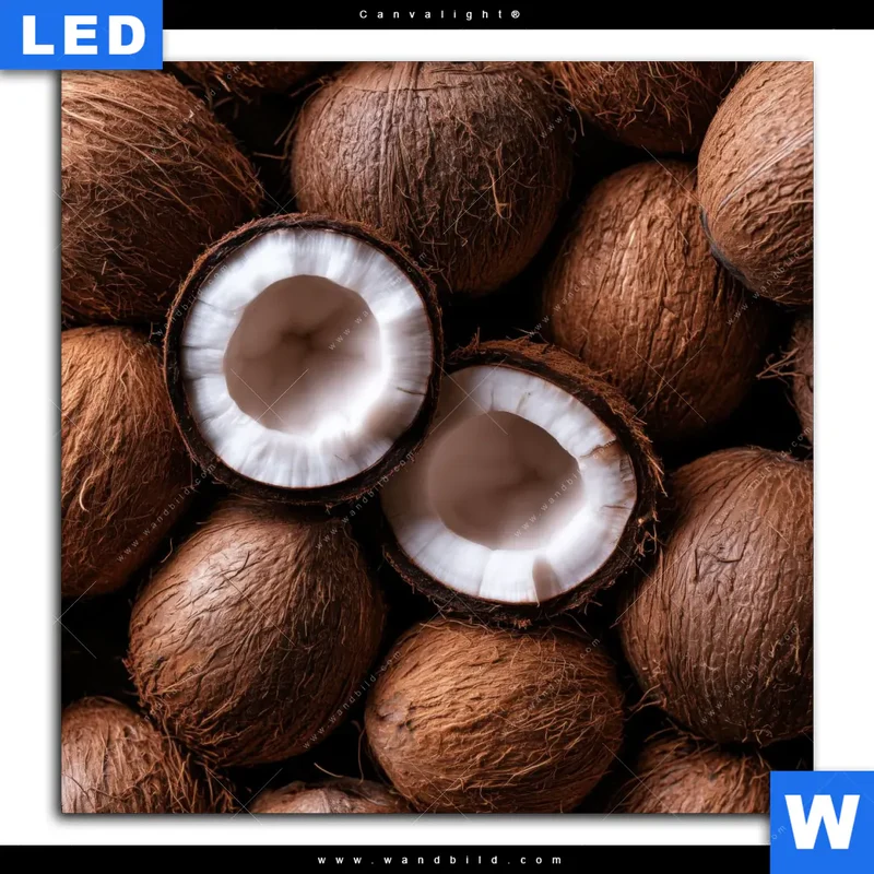 Canvalight® Leuchtbild | Tropische Kokosnüsse – Exotischer Genuss | Quadrat