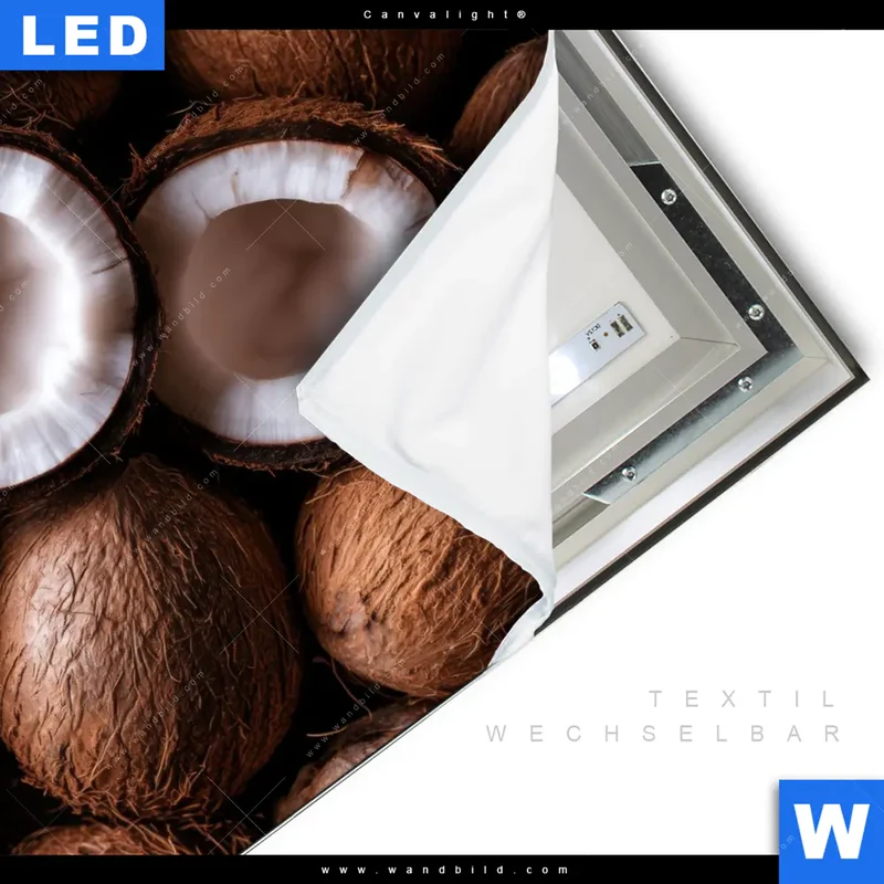 Canvalight® Leuchtbild | Tropische Kokosnüsse – Exotischer Genuss | Quadrat