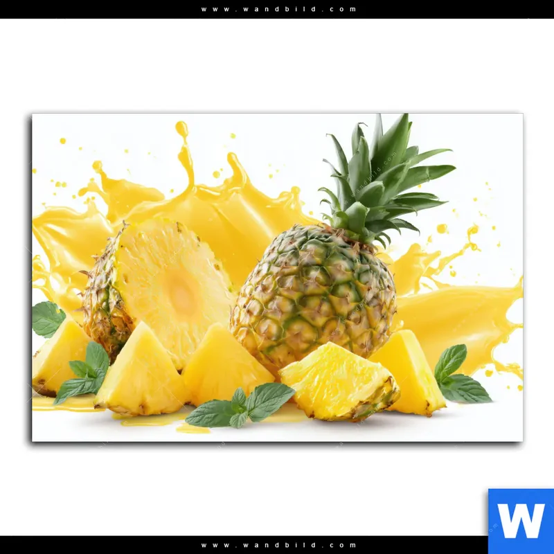 Alu-Dibond Bild | Tropische Frische - Ananas-Explosion | Querformat