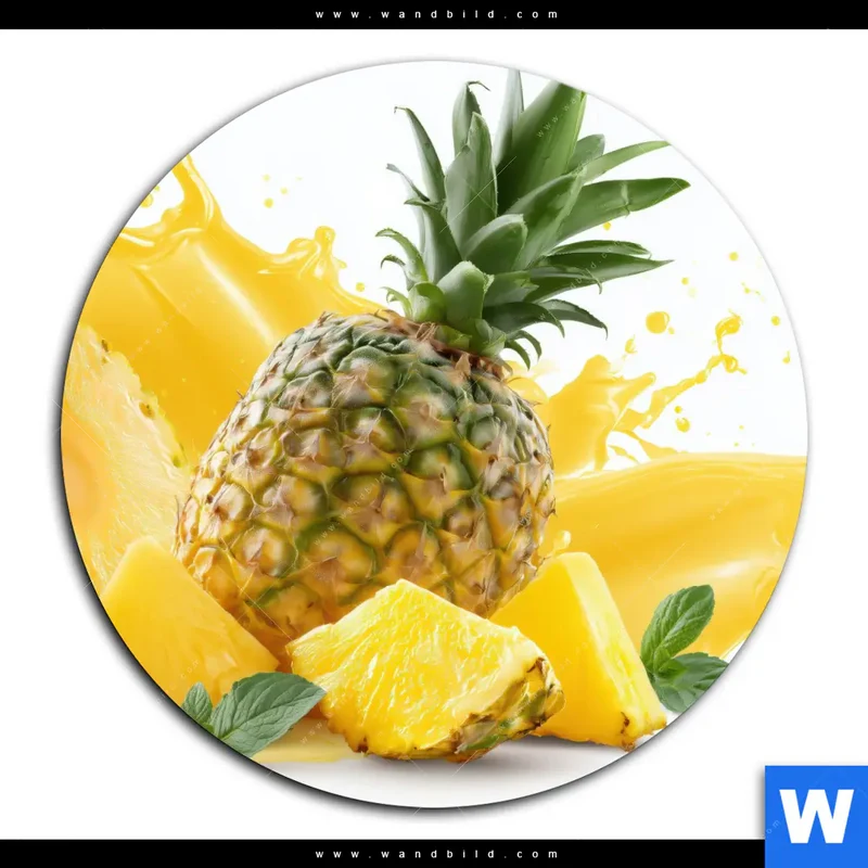 Acrylglasbild | Tropische Frische - Ananas-Explosion | Rund