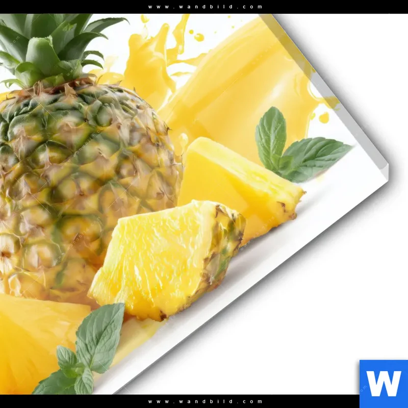 Acrylglasbild | Tropische Frische - Ananas-Explosion | Rund
