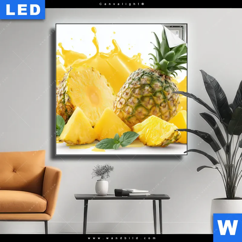 Canvalight® Leuchtbild | Tropische Frische - Ananas-Explosion | Quadrat