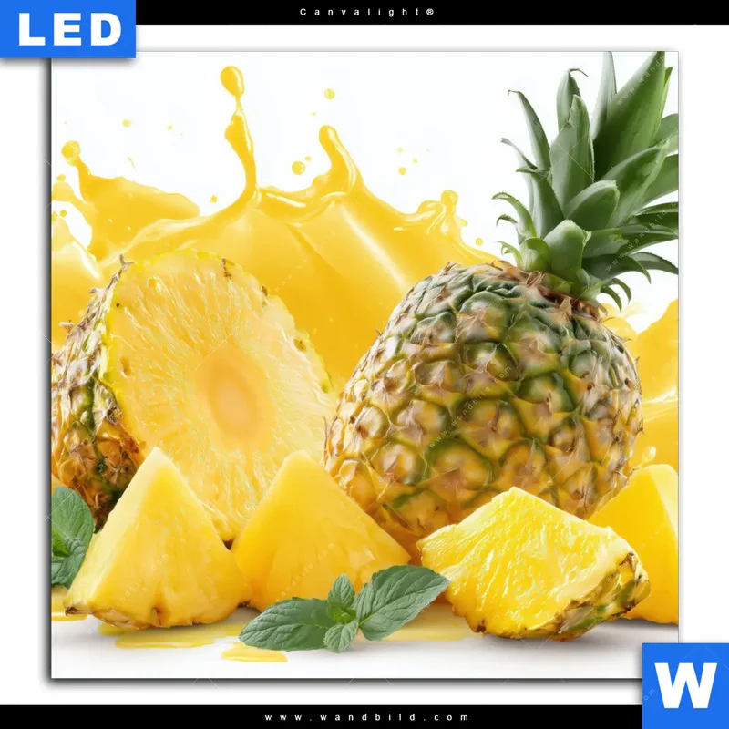 Canvalight® Leuchtbild | Tropische Frische - Ananas-Explosion | Quadrat